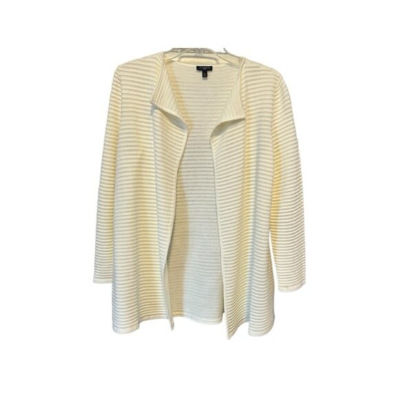 Talbots Women's Petites Long Duster Open Cardigan Sweater Sz Mp Ivory Fall St… - Picture 1 of 6